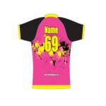 Pink colored with black sleeve tshirts from aramisrugby