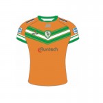 Orange color with green sleeve printed tshirts design