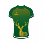 printed dear t-shirts on green color from aramisrugby