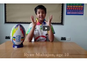 Ryan Mahajan raising funds for Charity with rainbow themed rugby ball, shirt and facemasks
